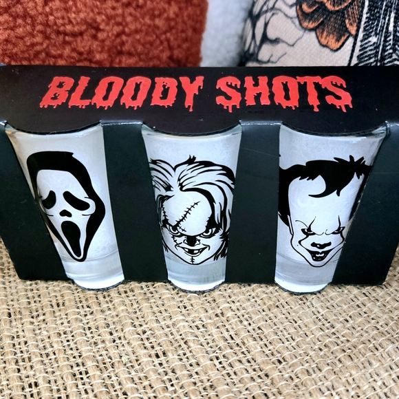 Halloween Shot Glasses Slasher / killer horror movies. Set of 3 - Picture 2 of 3